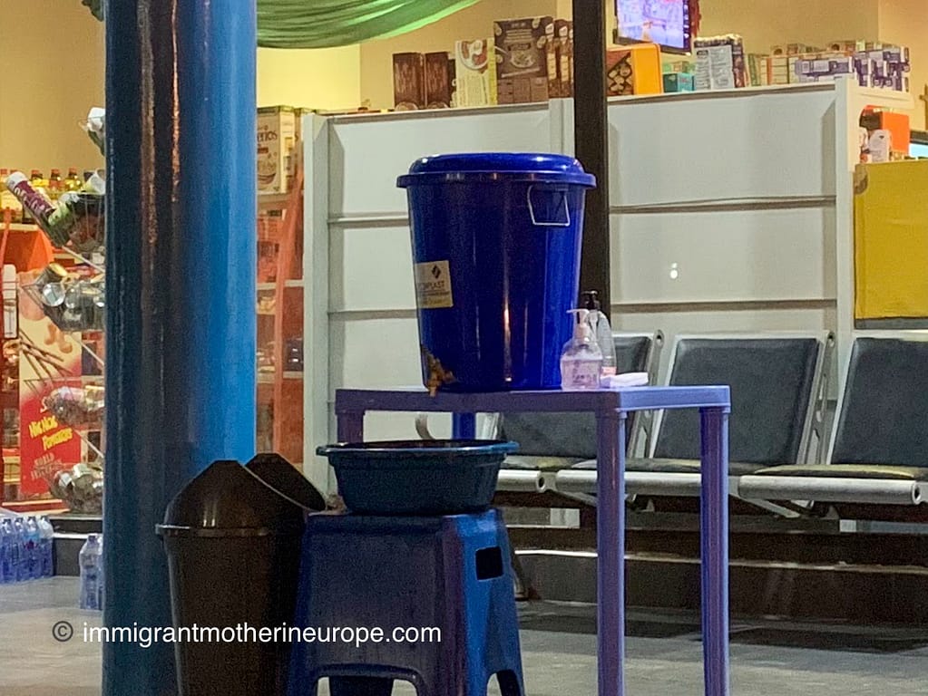 Veronica bucket outside a GOIL gas station.